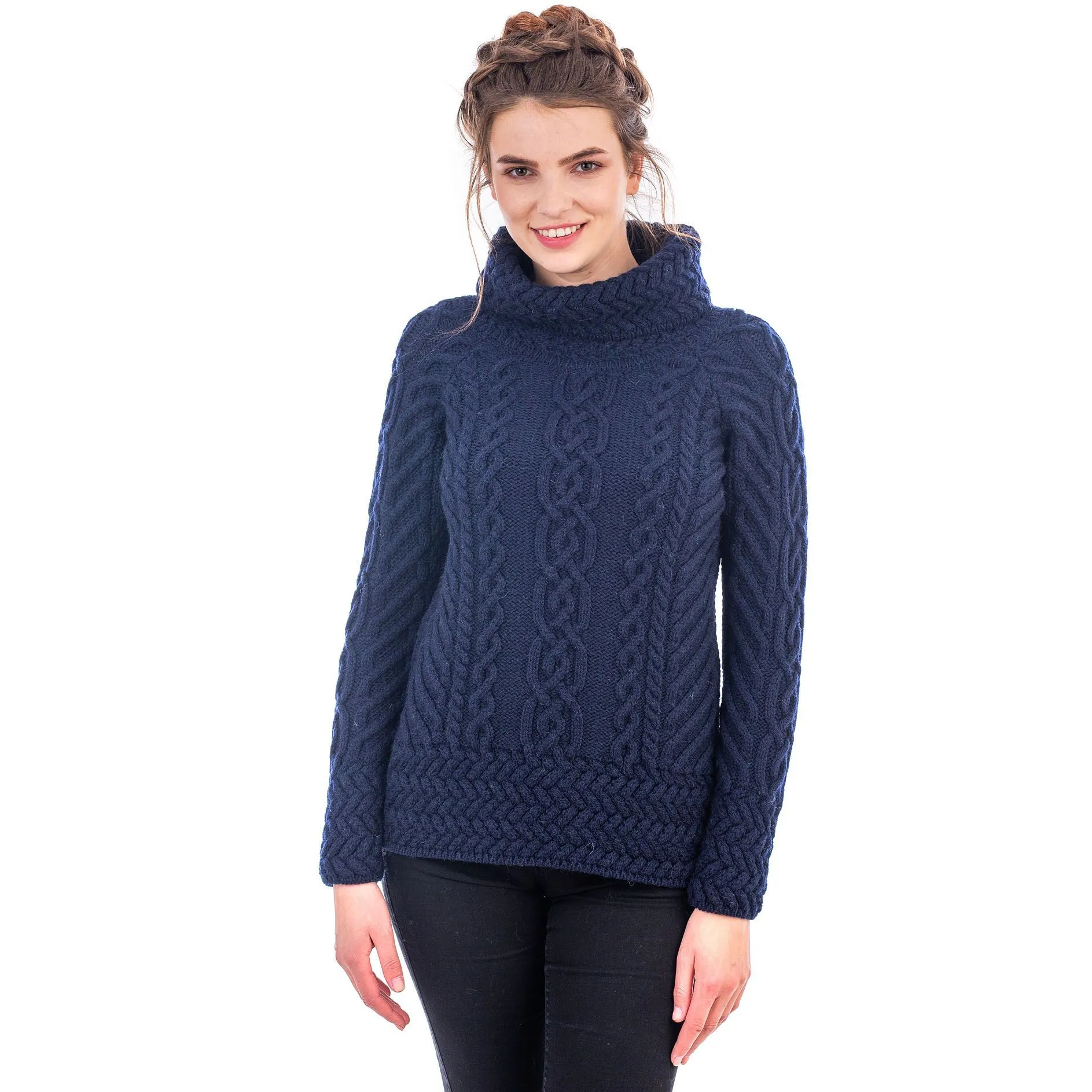 Merino Wood Ladies Cowl Neck Sweater Made in Ireland