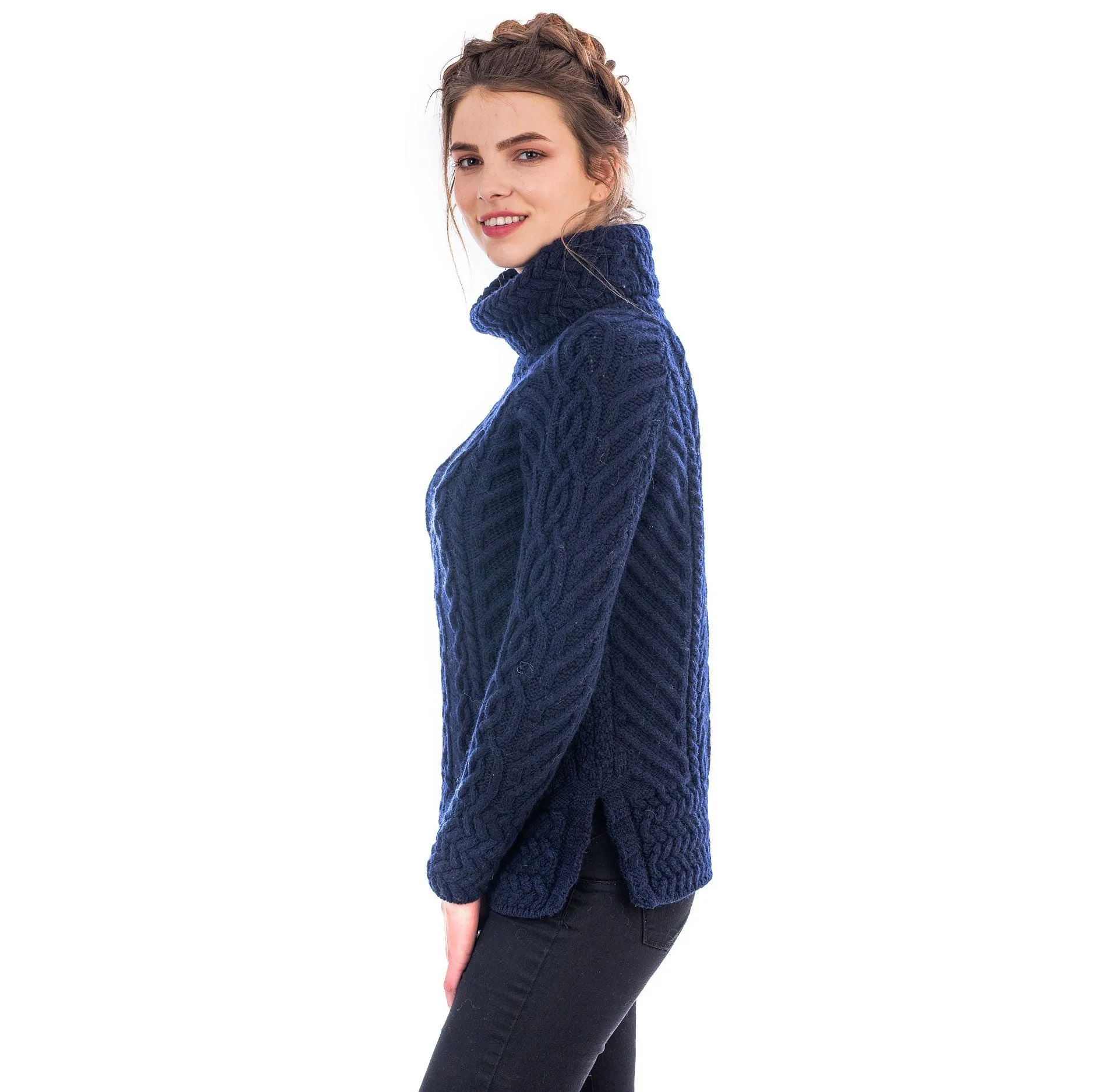 Merino Wood Ladies Cowl Neck Sweater Made in Ireland