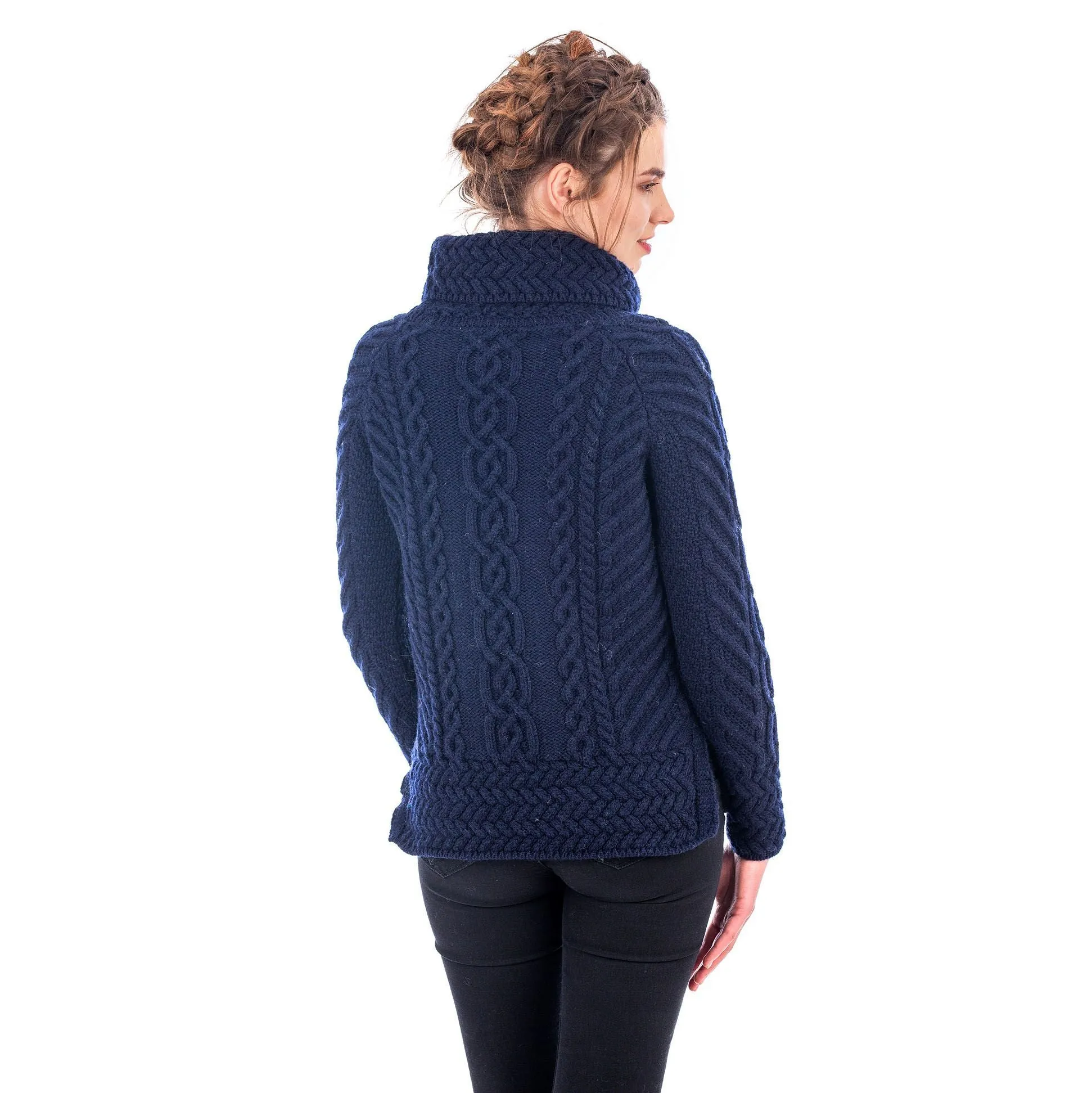Merino Wood Ladies Cowl Neck Sweater Made in Ireland