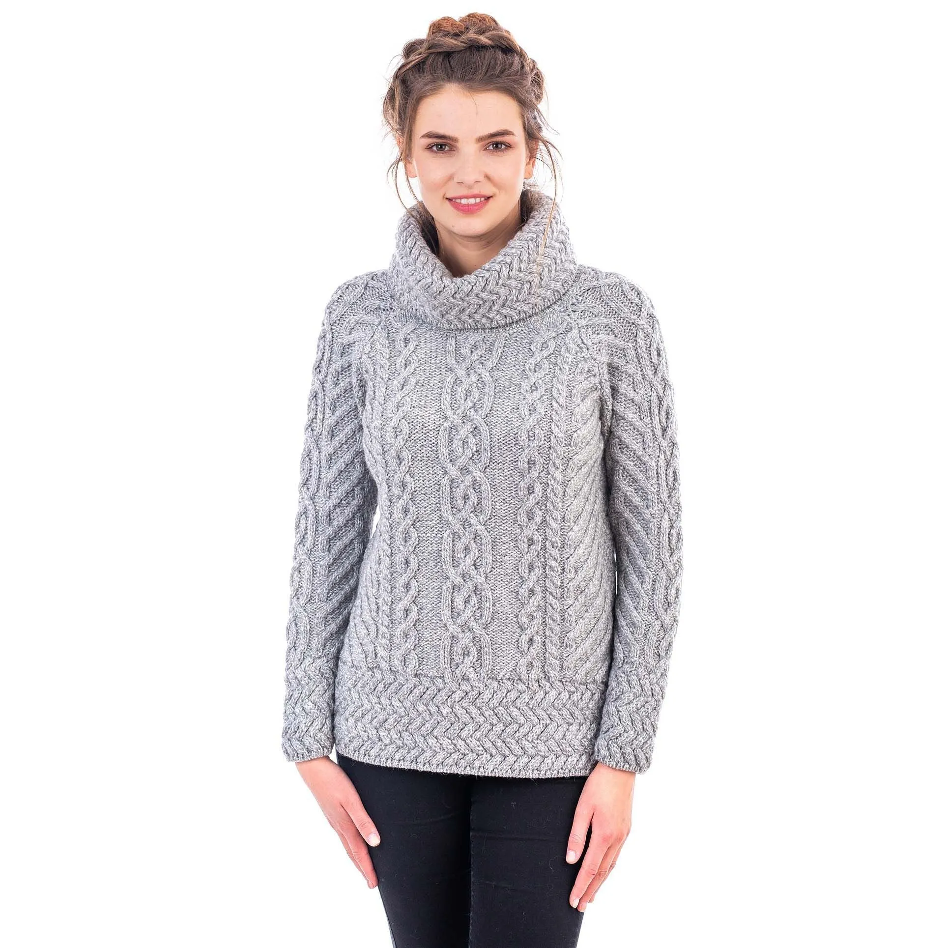 Merino Wood Ladies Cowl Neck Sweater Made in Ireland