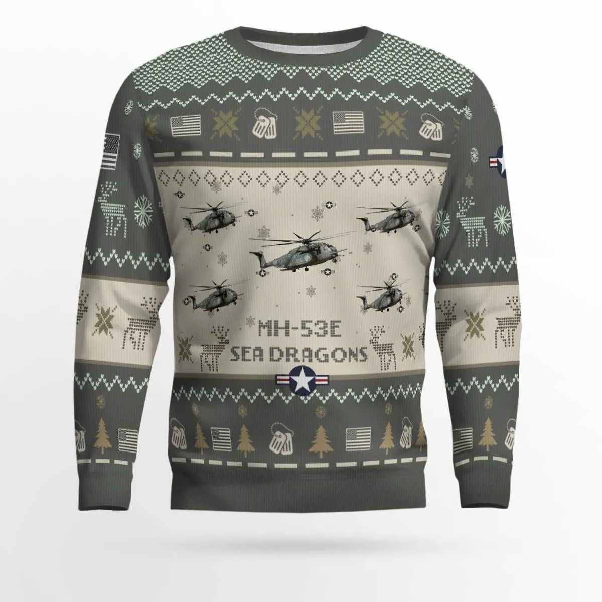 MH-53E Sea Dragons MH53E Aircraft Ugly Sweater, Ugly Sweater Christmas Shirt for Men Dad Veteran