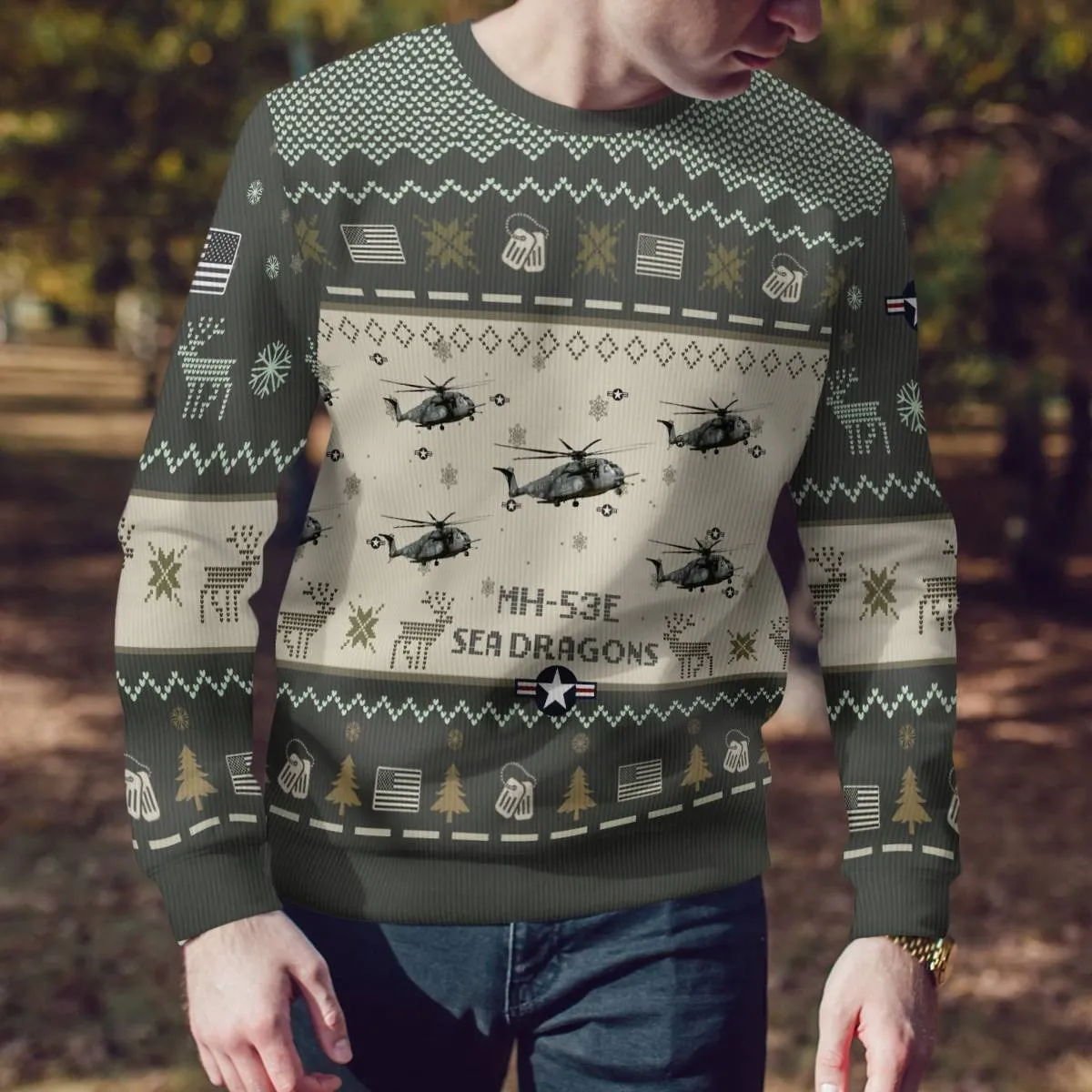 MH-53E Sea Dragons MH53E Aircraft Ugly Sweater, Ugly Sweater Christmas Shirt for Men Dad Veteran