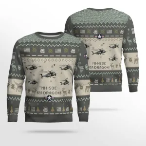MH-53E Sea Dragons MH53E Aircraft Ugly Sweater, Ugly Sweater Christmas Shirt for Men Dad Veteran