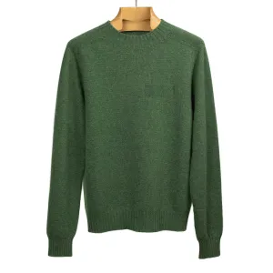 Mockneck sweater in moss green 4-ply cashmere