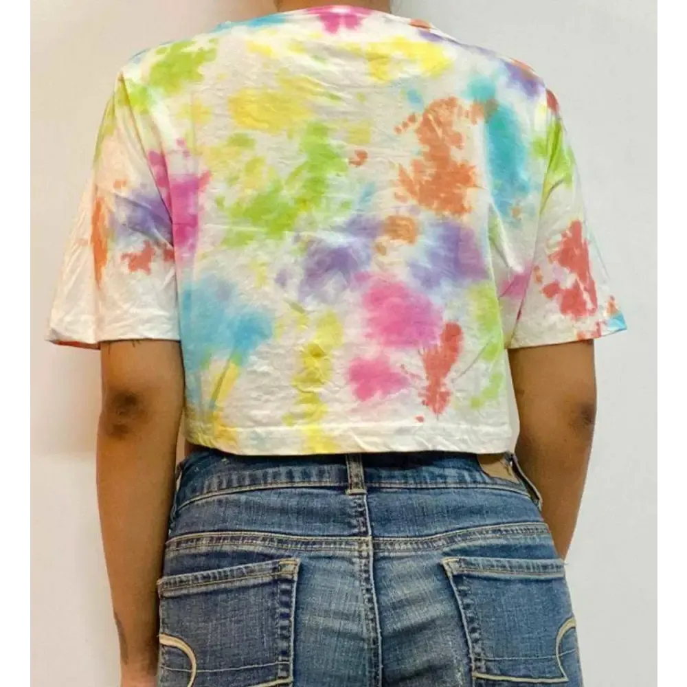 Multicolour Dots Tie Dye Cotton Crop Top