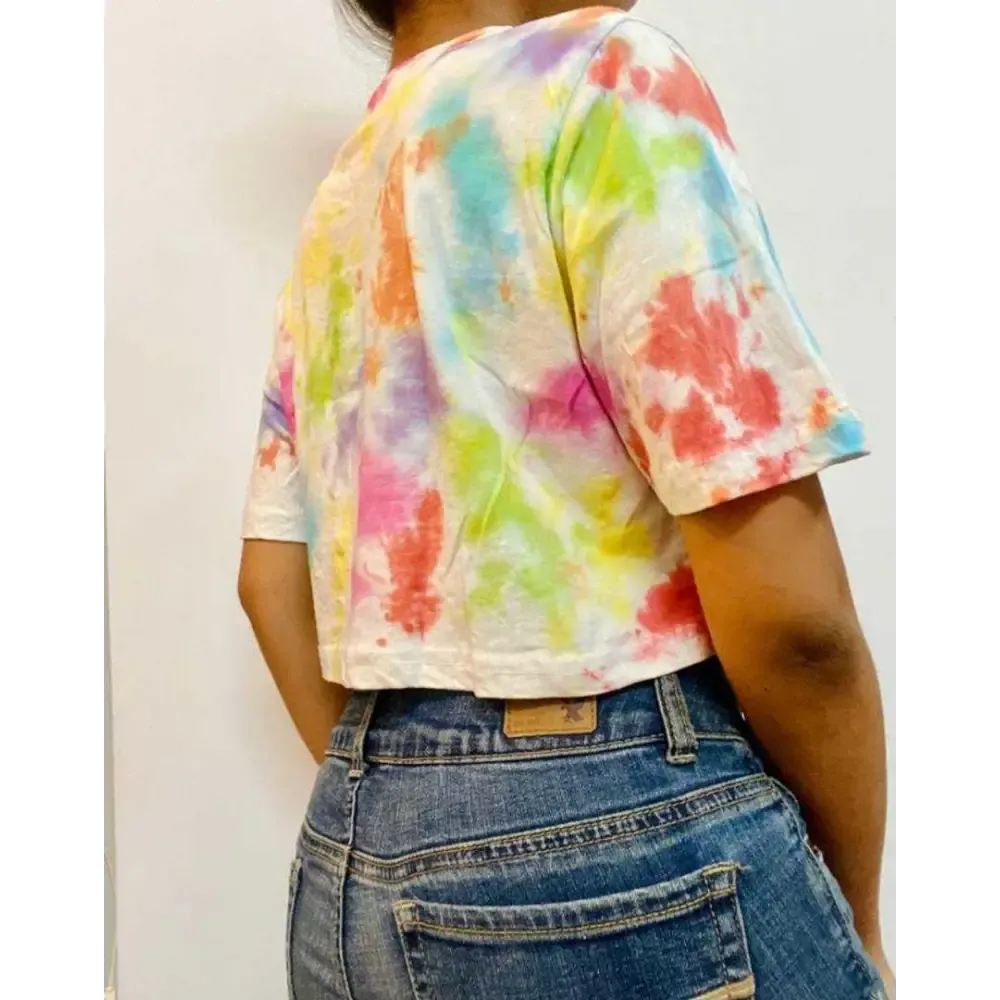 Multicolour Dots Tie Dye Cotton Crop Top