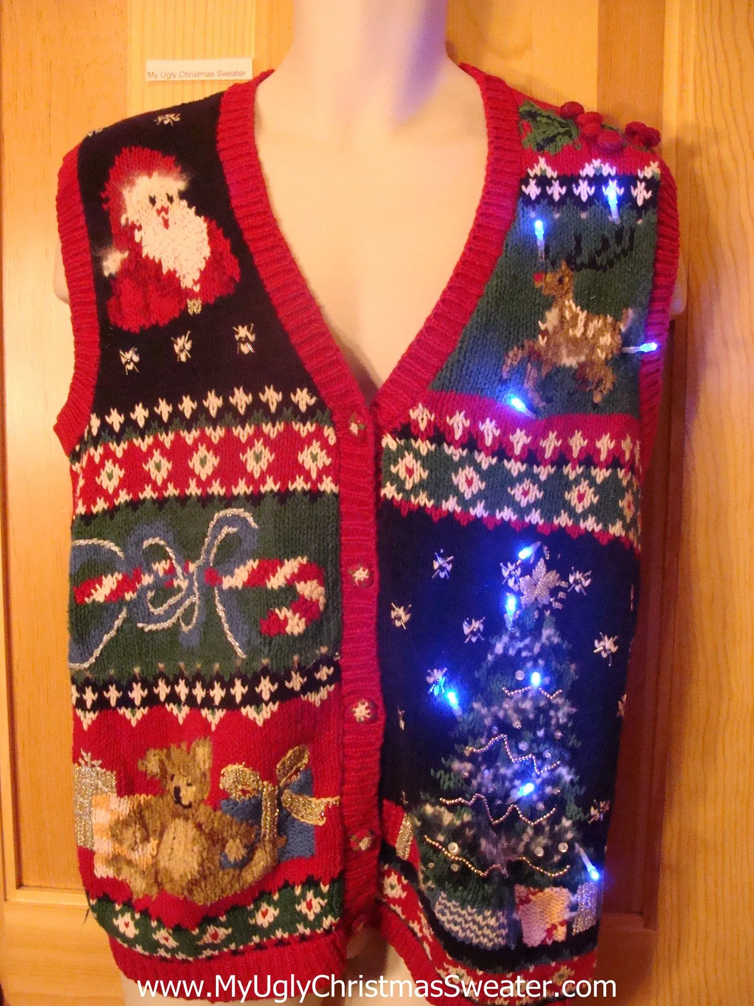 Need to Buy Christmas Sweaters? Light Up Sweater Vest with Reindeer, Bear