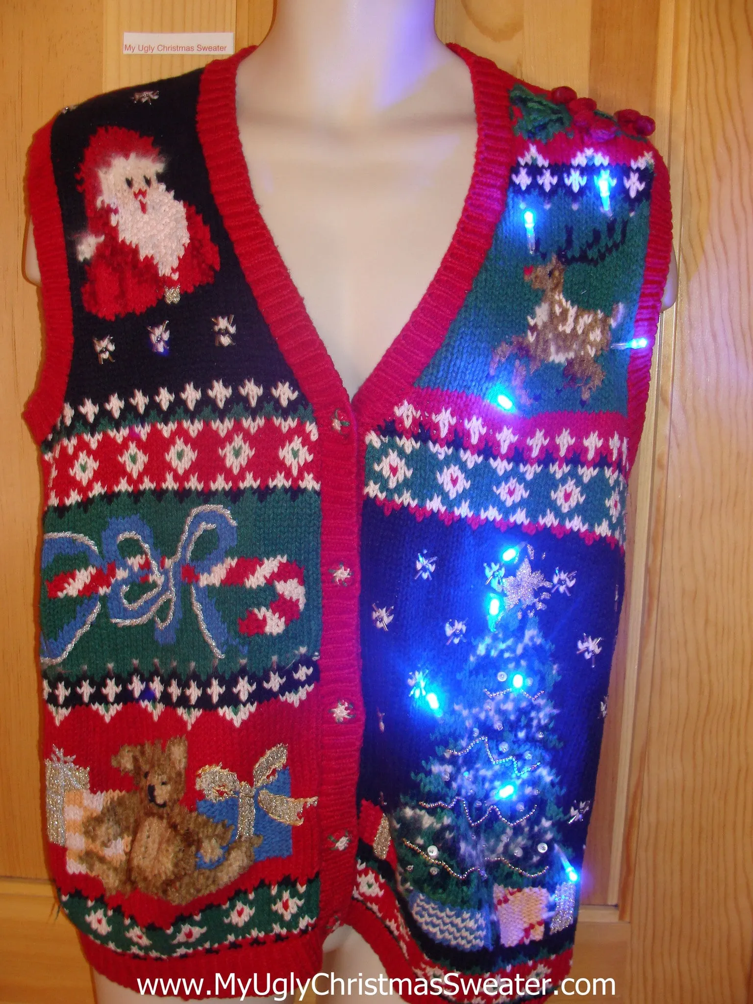 Need to Buy Christmas Sweaters? Light Up Sweater Vest with Reindeer, Bear
