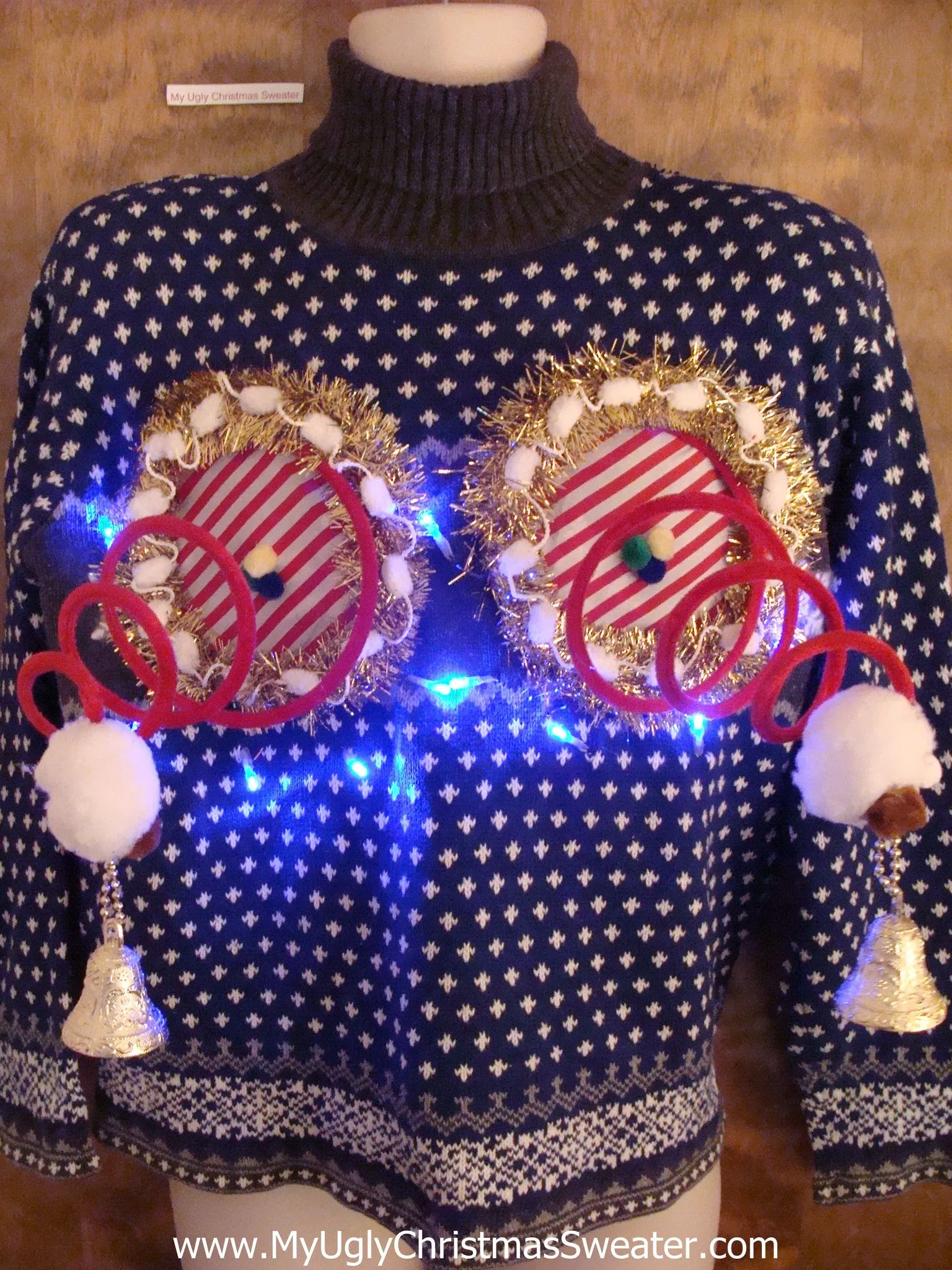 Nordic Two Sided Snowy Christmas Sweater with Naughty Boobs
