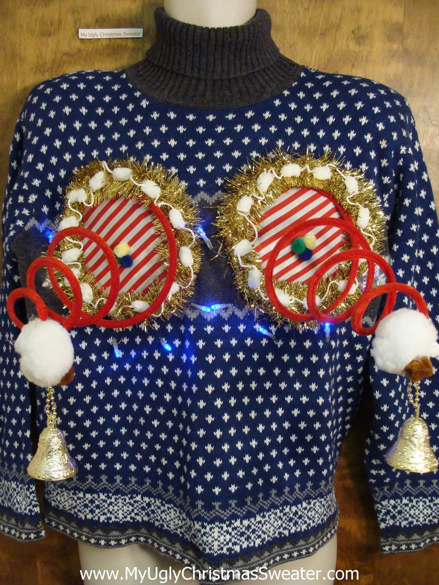 Nordic Two Sided Snowy Christmas Sweater with Naughty Boobs