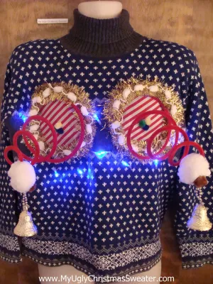 Nordic Two Sided Snowy Christmas Sweater with Naughty Boobs