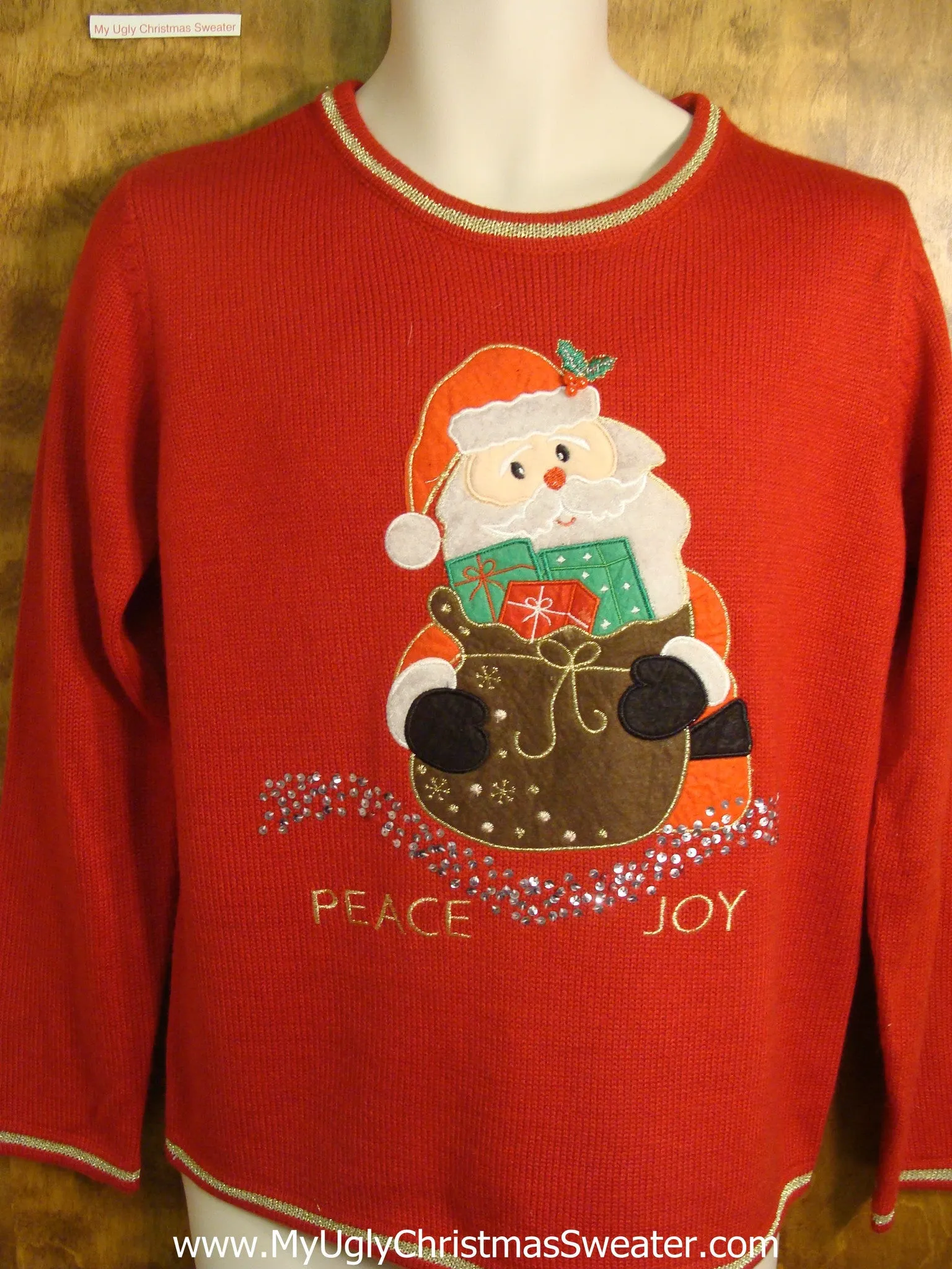 Peace and Joy Santa Ugly Christmas Sweater