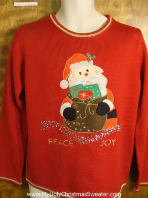Peace and Joy Santa Ugly Christmas Sweater