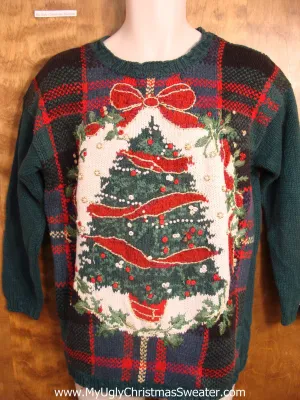 Plaid 80s Christmas Sweater
