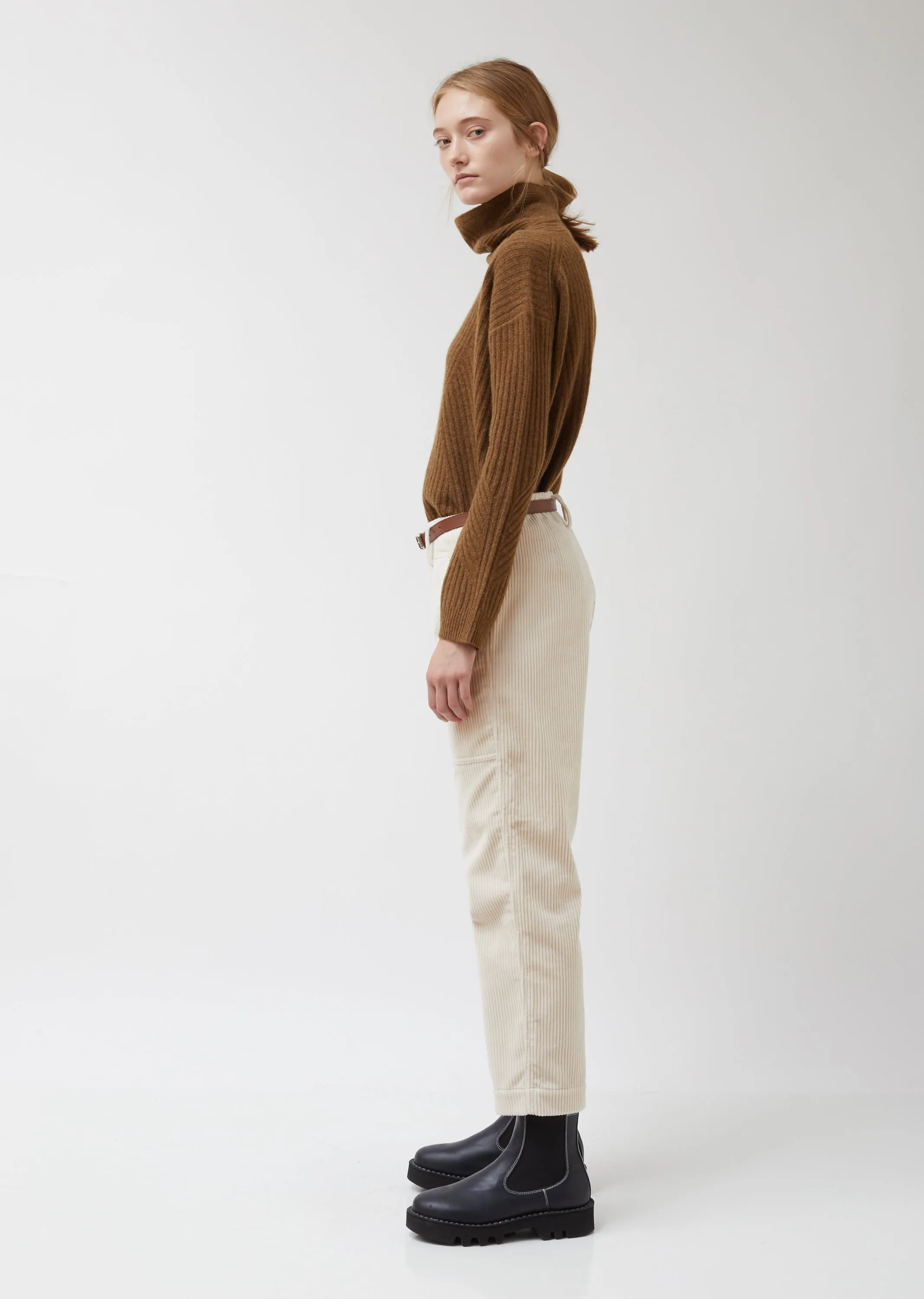 Porter Straight Pants in White Corduroy