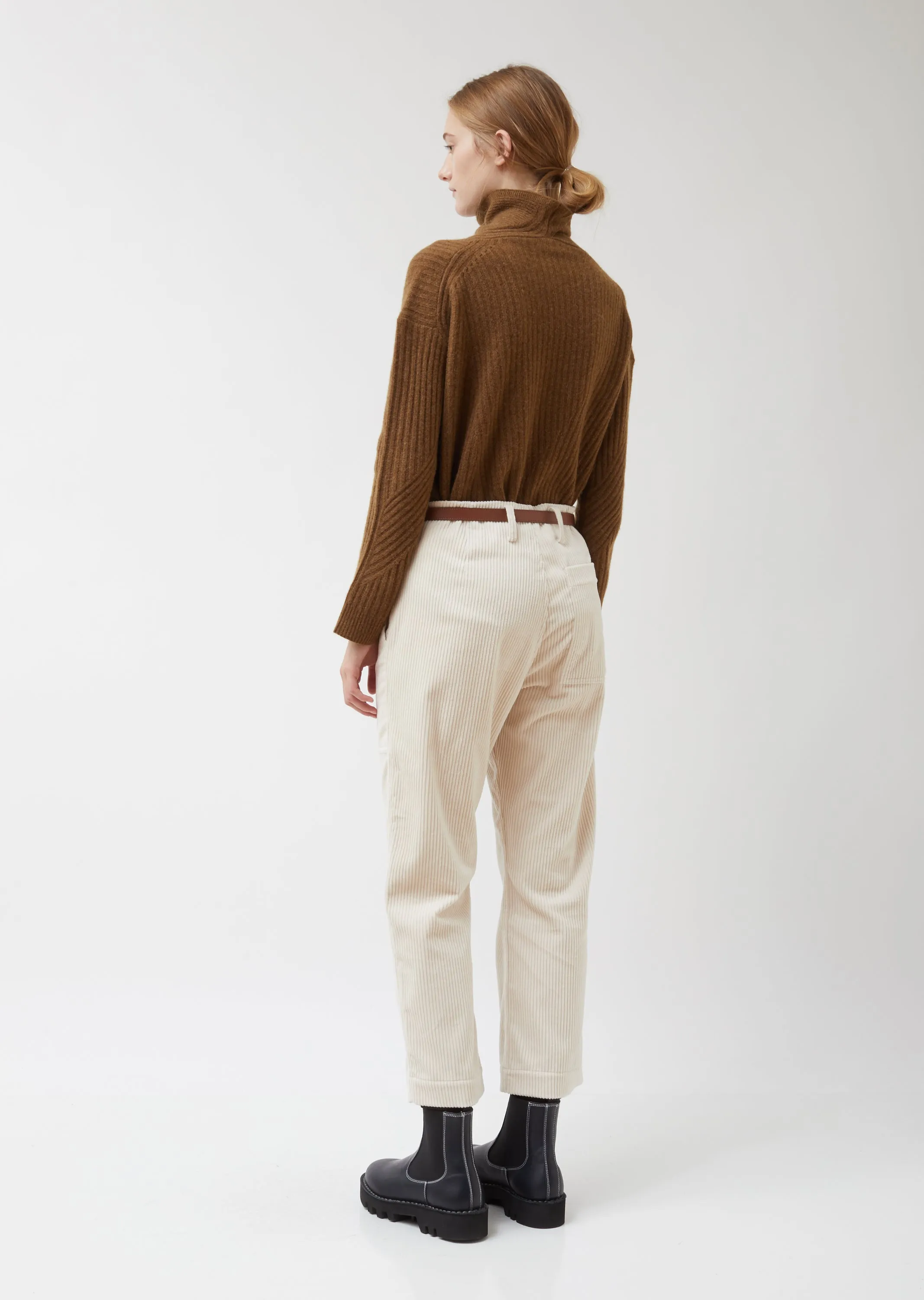 Porter Straight Pants in White Corduroy