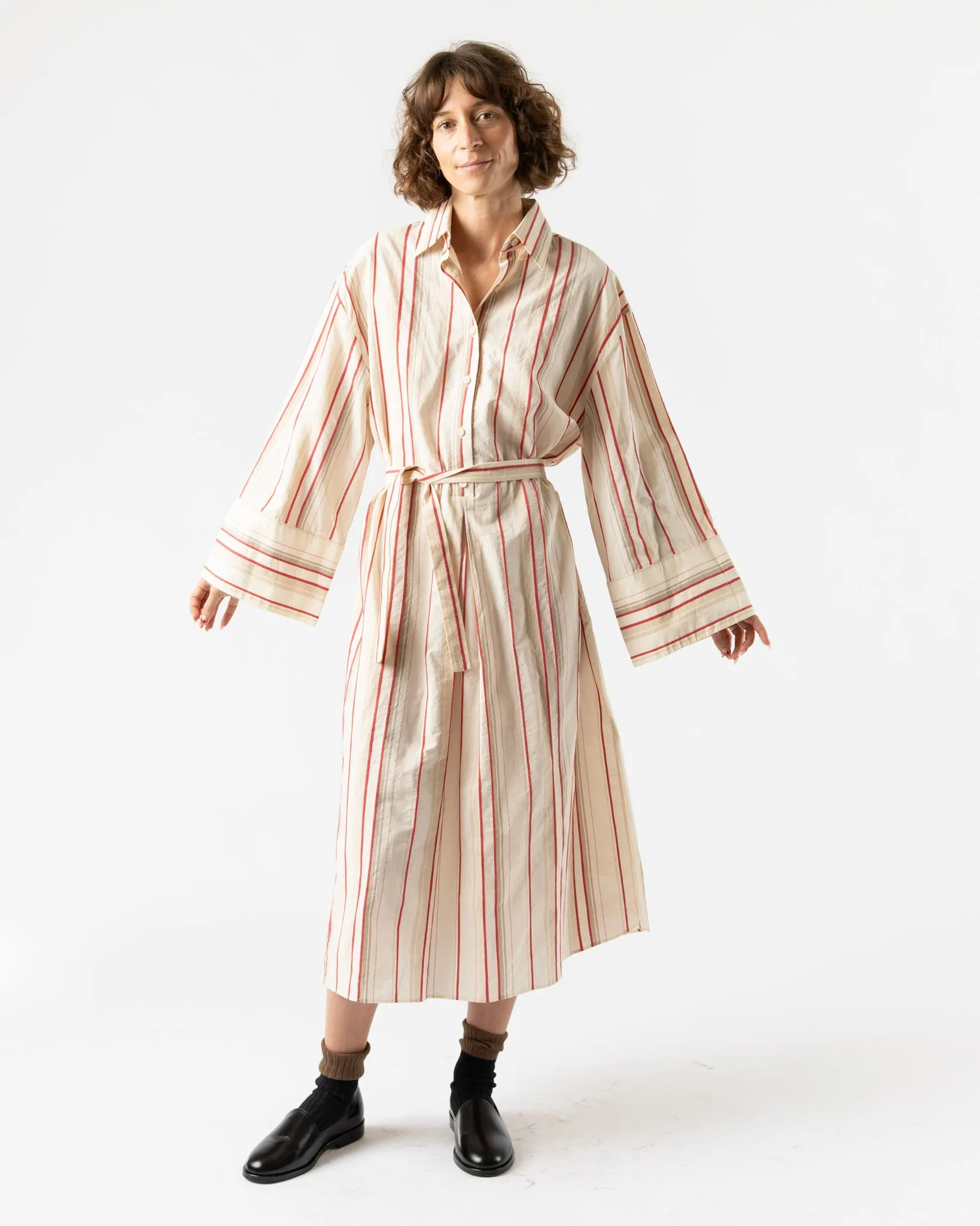Pre-Owned: Brunello Cucinelli Striped Belted Midi Dress