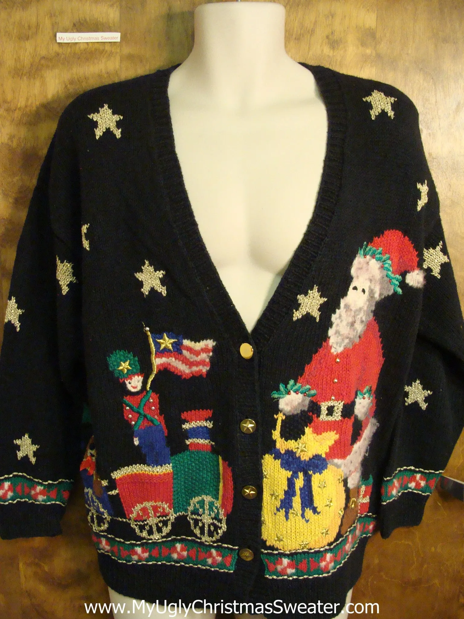 Santa and Toys 80s Ugly Christmas Sweater