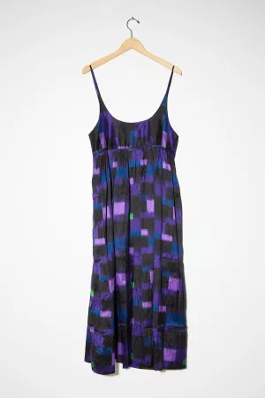 Silk Slip Dress in Purple Multi