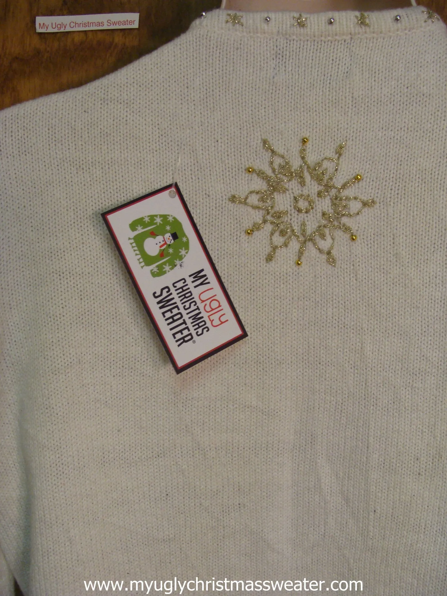 Silver and Gold Snowflakes Christmas Cat Ugly Sweater