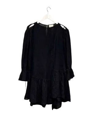 Size 0 (8) | 3.1 Phillip Lim Black Silk Blend Textured Midi Dress