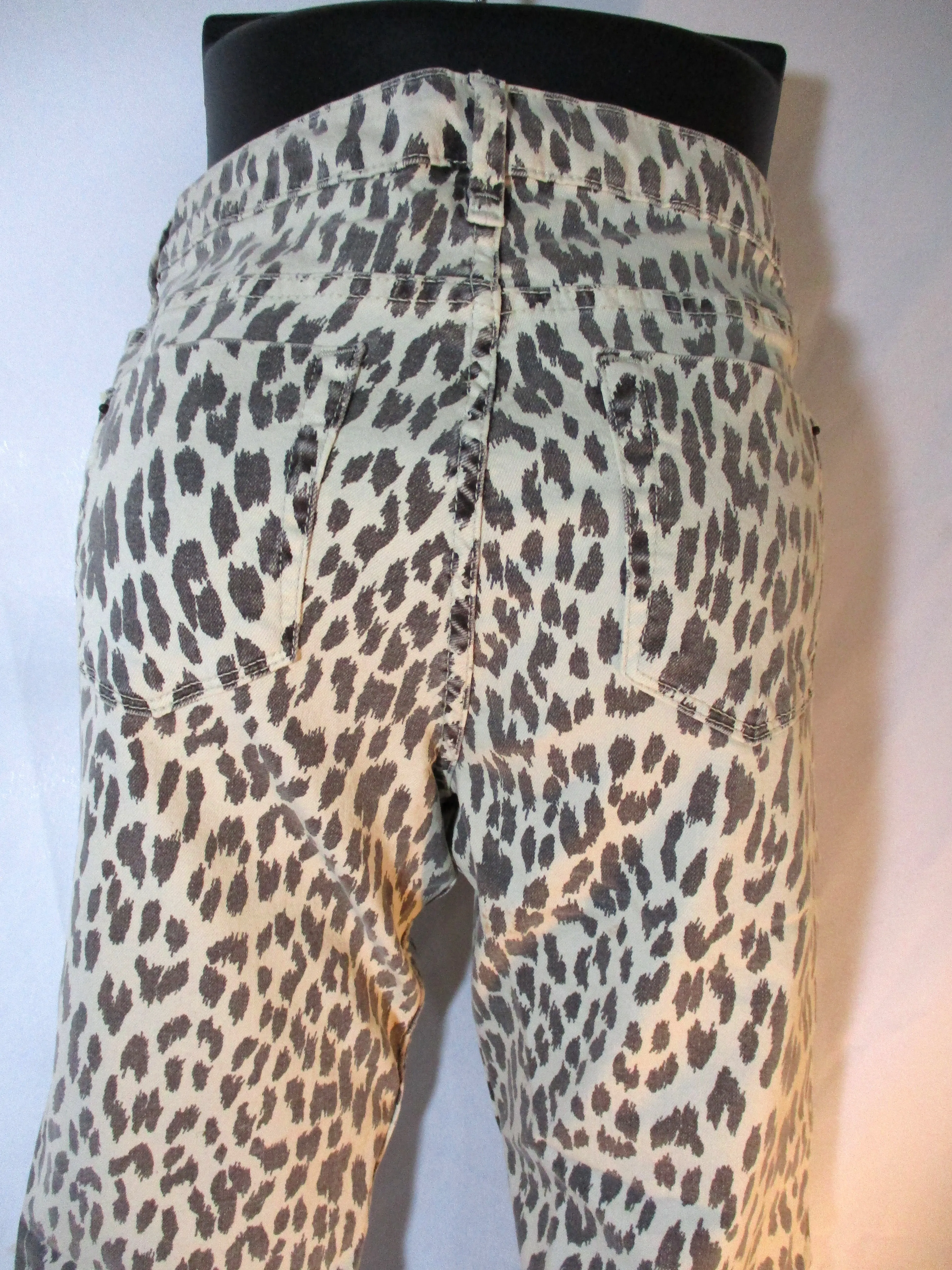 TOPSHOP MOTO Leopard Print Jean Pant 28X32 CREME BLACK Trouser