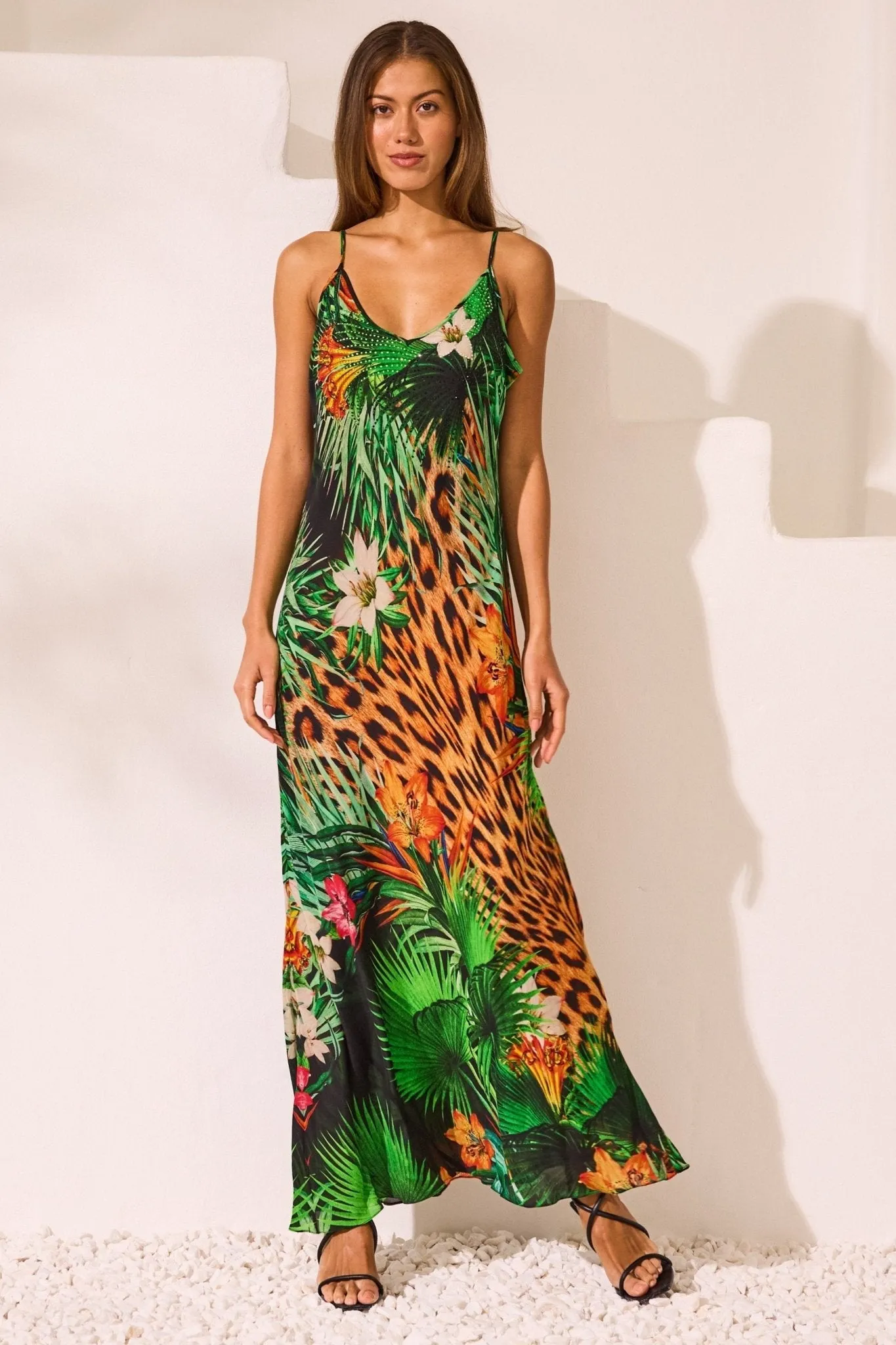 Tropical Temptation V neck Slip Dress
