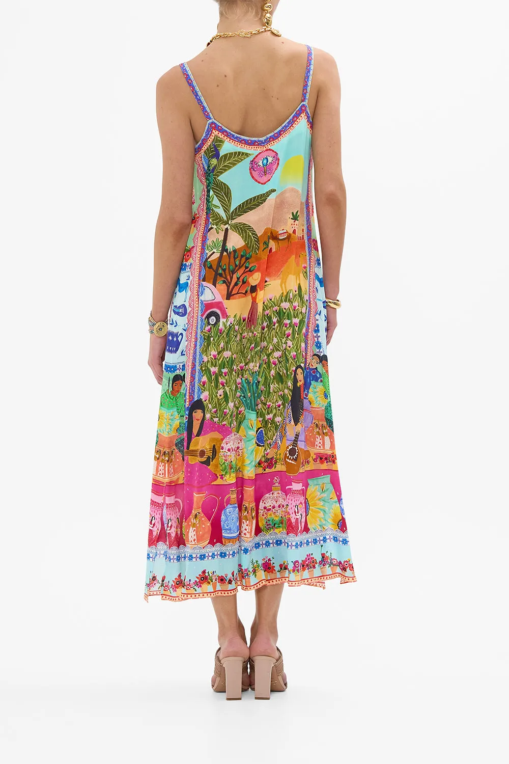 V NECK MIDI SLIP DRESS QUEENS OF CREATION