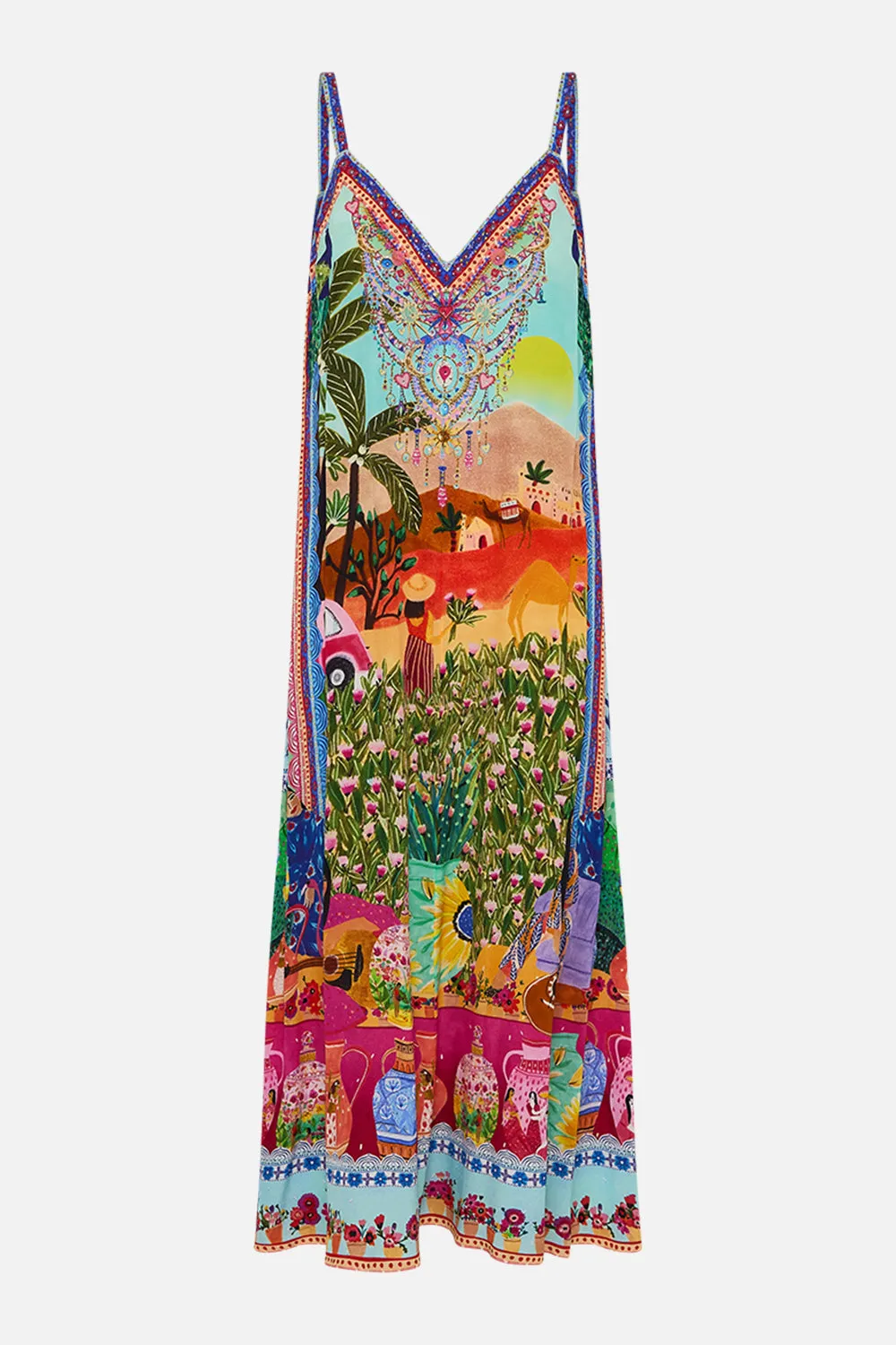 V NECK MIDI SLIP DRESS QUEENS OF CREATION