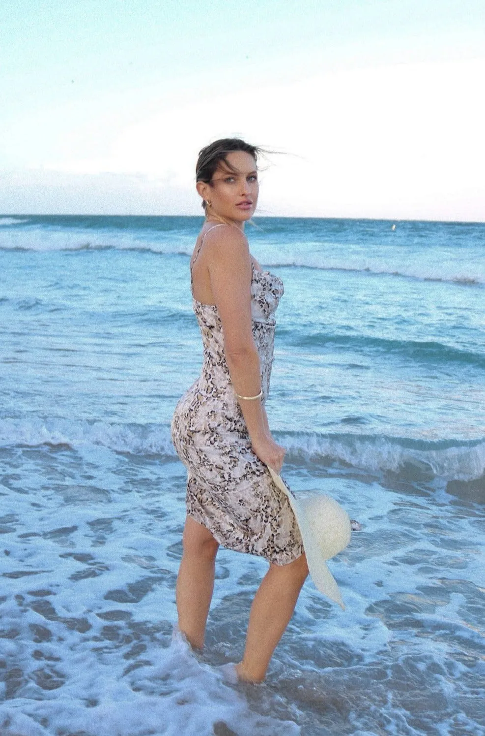 'Villa Marie' Slip Dress in Leopard Print