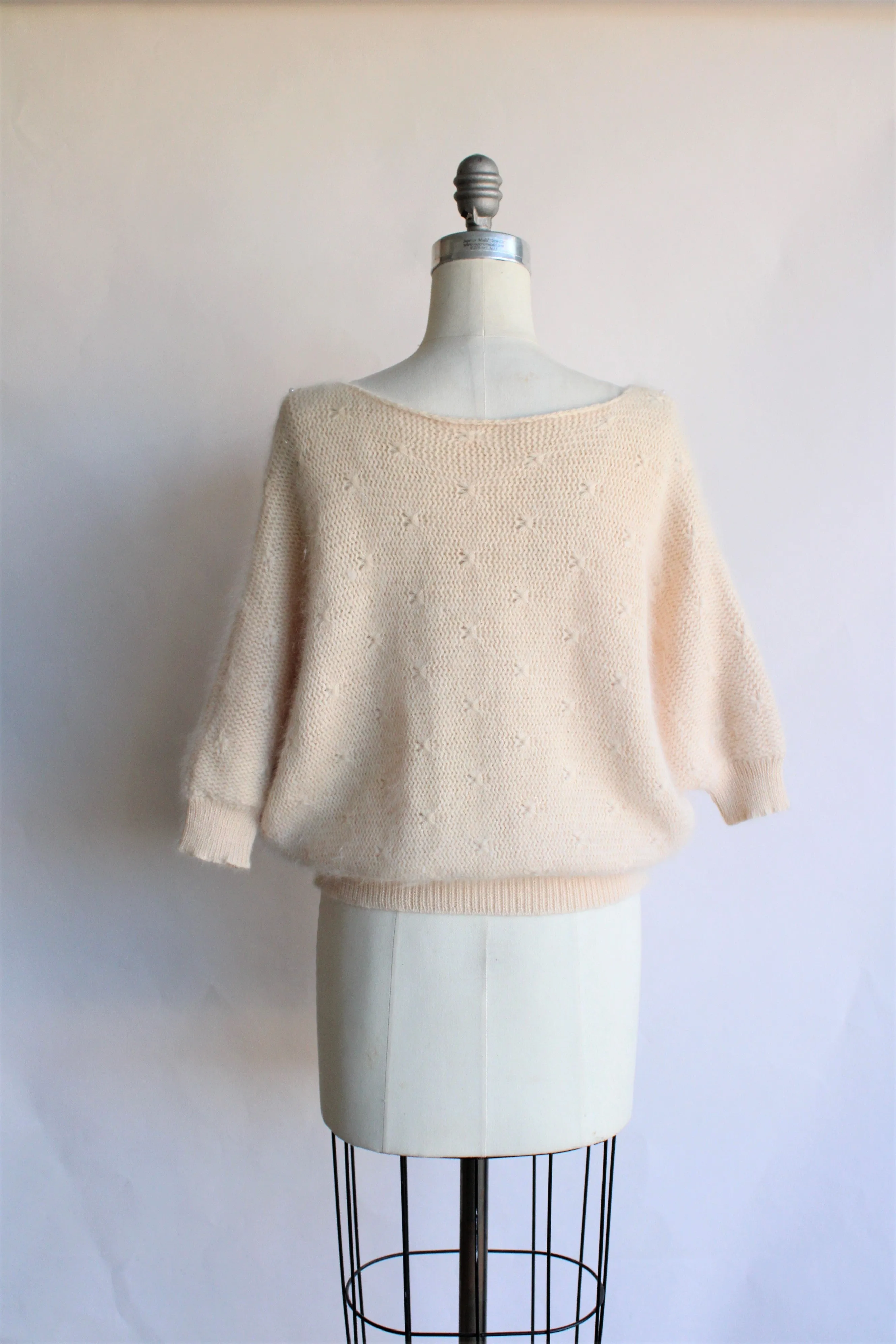 Vintage 1990s Angora Sweater with Pearls