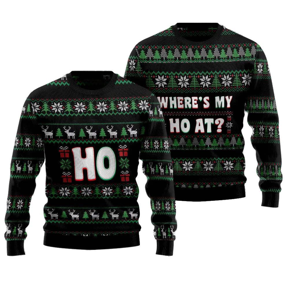 Where’s My Ho At Couple Ugly Christmas Sweater Christmas Gift Anniversary Sweater