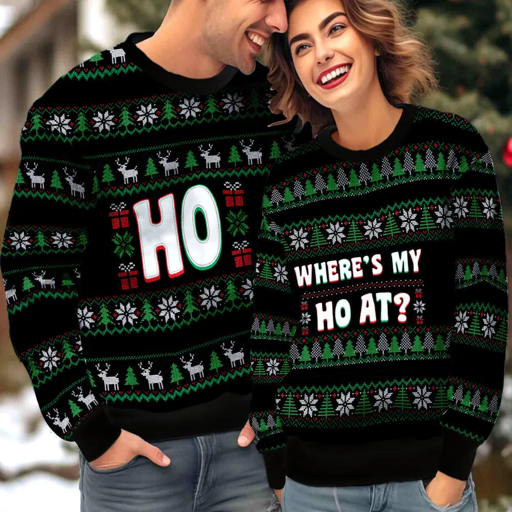 Where’s My Ho At Couple Ugly Christmas Sweater Christmas Gift Anniversary Sweater