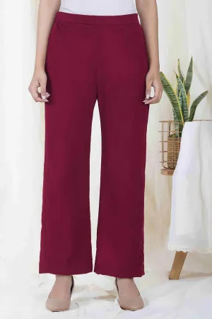 Wine Red Corduroy Straight Pant