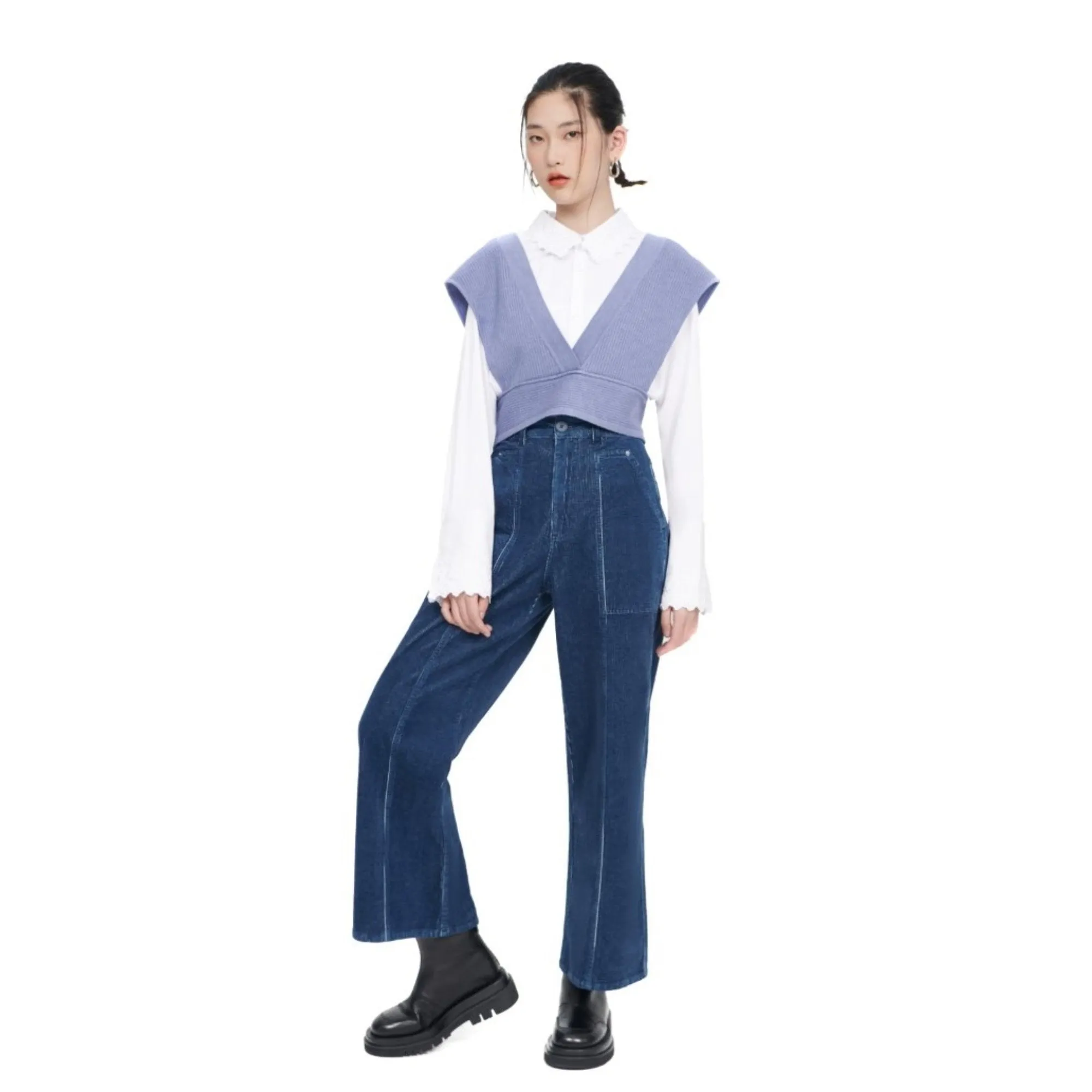 Women Corduroy Ball Pants - Navy