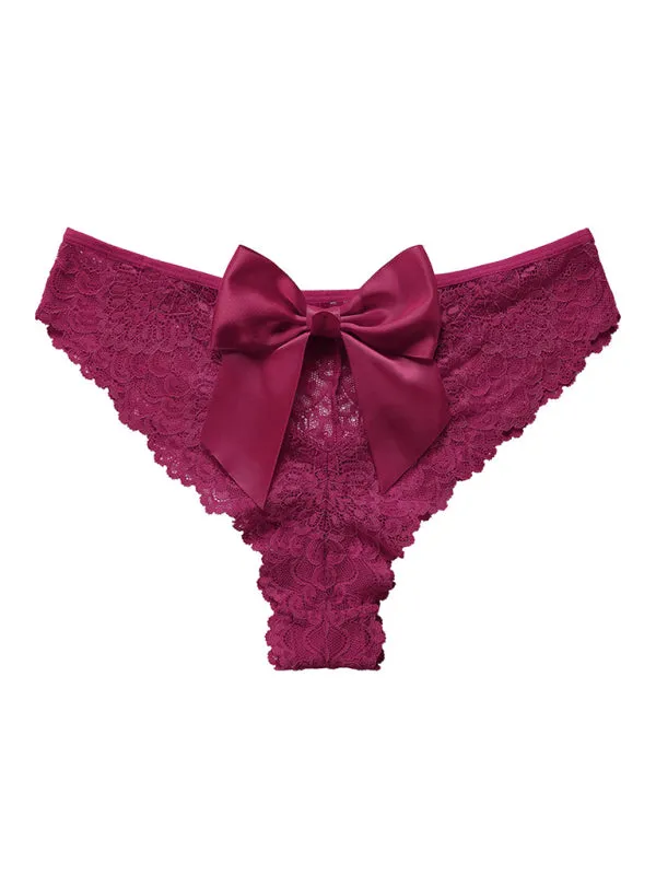Women's Floral Lace Panty with Elegant Bow Back