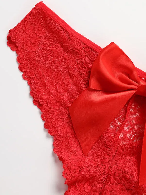 Women's Floral Lace Panty with Elegant Bow Back
