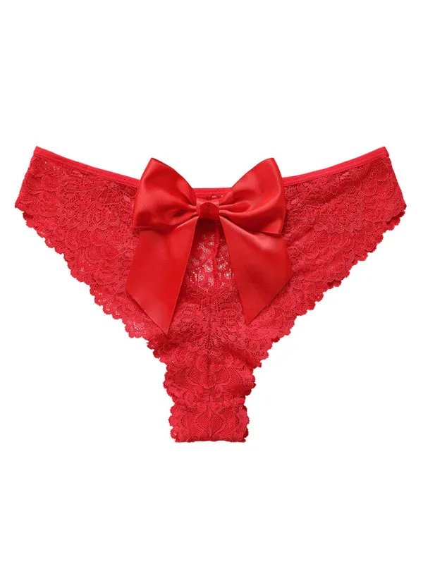 Women's Floral Lace Panty with Elegant Bow Back