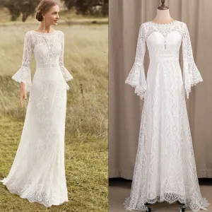 Women's Long-sleeved Boho Inspired Wedding Dress