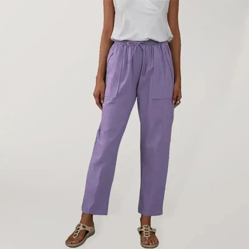 Women’s Solid Color Linen Drawstring Pants