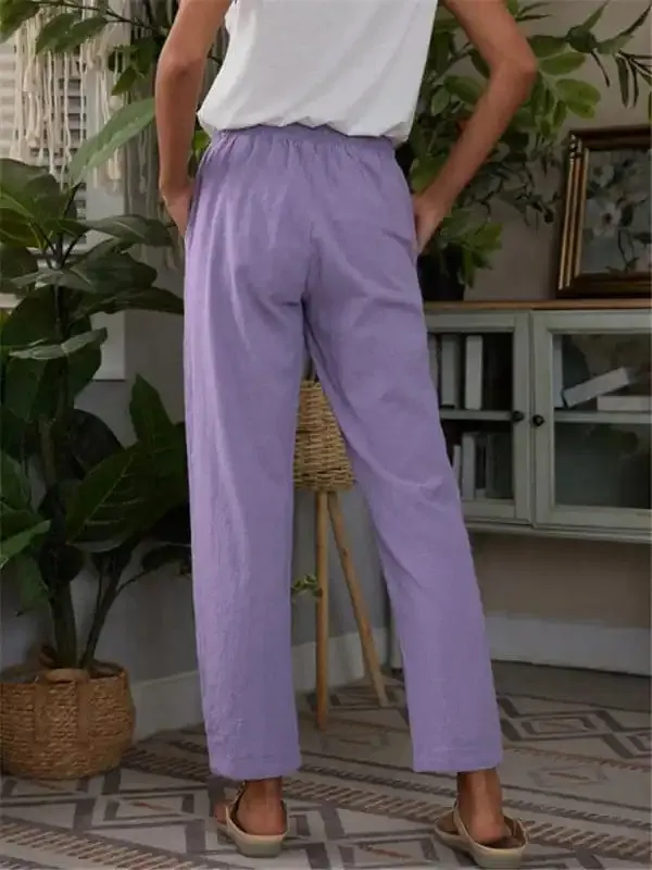 Women’s Solid Color Linen Drawstring Pants