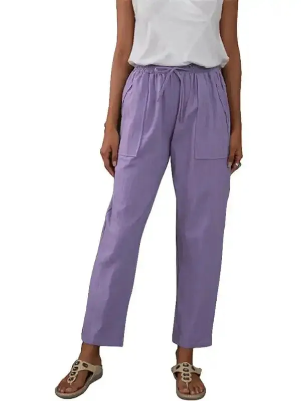 Women’s Solid Color Linen Drawstring Pants