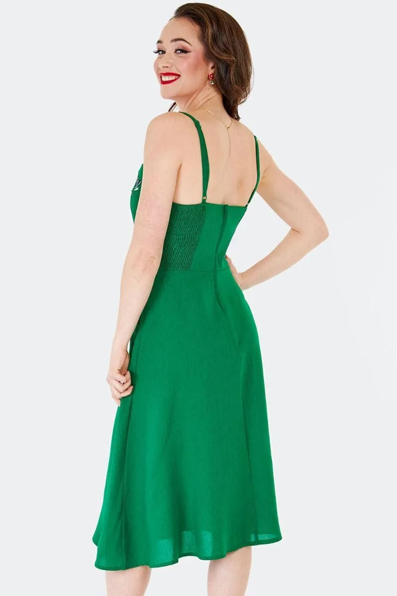 Woodland Embroidery Slip Dress