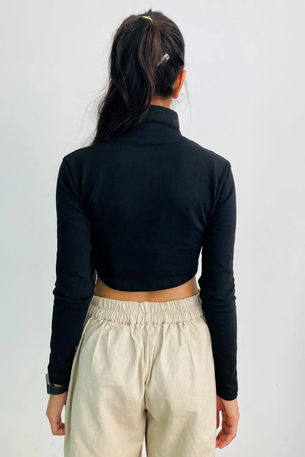 Zipper Rib Crop Top